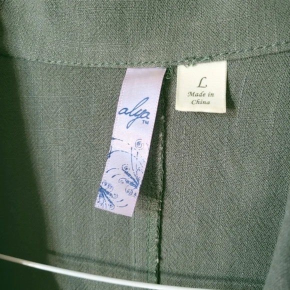 Khaki Linen Cotton Sleeveless Top - Picture 5 of 6